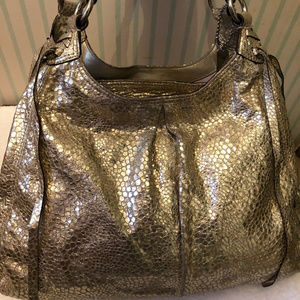 Coach Gold Metallic Maggie Crinkled Handbag